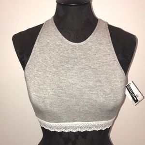 Sale!Design Lab szXS grey/white laced bralette top